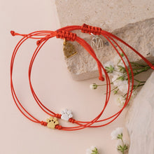 Load image into Gallery viewer, Pawprint Thread Bracelet - Red/Yellow Gold