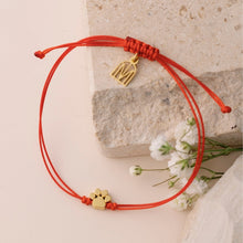Load image into Gallery viewer, Pawprint Thread Bracelet - Red/Yellow Gold