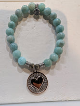 Load image into Gallery viewer, Peruvian Turquoise Gemstone Bracelet with Heart of Gold Sterling Silver Charm