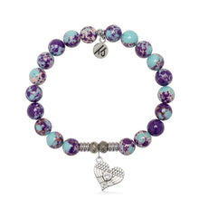 Load image into Gallery viewer, Purple Blue Jasper Gemstone Bracelet with Angel Love Sterling Silver Charm
