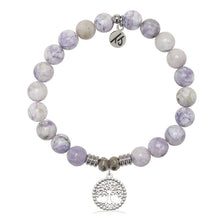 Load image into Gallery viewer, Purple Turquoise Gemstone Bracelet with Family Tree Sterling Silver Charm