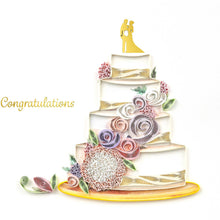 Load image into Gallery viewer, Quilled Floral Wedding Cake Greeting Card