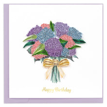 Load image into Gallery viewer, Quilled Hydrangea Bouquet Birthday Card