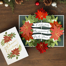 Load image into Gallery viewer, Season's Greetings Poinsettia Wreath Lovepop Card