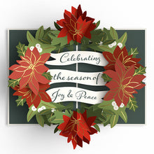Load image into Gallery viewer, Season's Greetings Poinsettia Wreath Lovepop Card