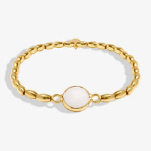 Load image into Gallery viewer, Serenity Stones White Jade Bracelet In Gold-Tone Plating