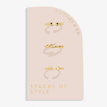 Load image into Gallery viewer, Stacks Of Style Set Of 3 Rings In Gold Gem And Gold-Tone Plating