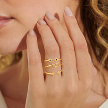 Load image into Gallery viewer, Stacks Of Style Set Of 3 Rings In Gold Gem And Gold-Tone Plating