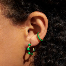 Load image into Gallery viewer, Stacks Of Style Set Of Earrings In Green Enamel And Gold-Tone Plating