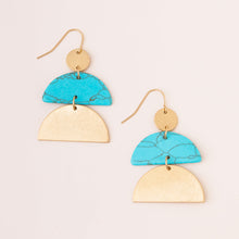 Load image into Gallery viewer, Stone Half Moon Earring - Turquoise/Gold