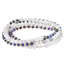 Load image into Gallery viewer, Stone Wrap - Howlite & Lapis - Stone Duo Wrap Bracelet/Necklace and Pin