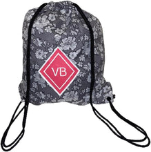 Load image into Gallery viewer, Vera Bradley Rain Garden Gray ReActive Drawstring Backsack Backpack Gym Bag