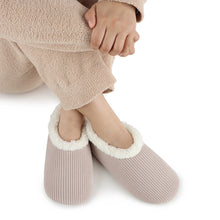 Load image into Gallery viewer, Warm & Cozy Corduroy Snoozies - Foot Coverings with Memory Foam - Smoke Grey