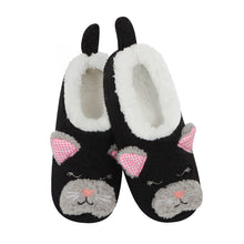 Load image into Gallery viewer, Women's Black Cat Barnyard Buddies Snoozies - Foot Coverings