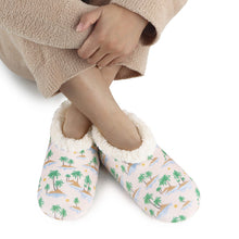 Load image into Gallery viewer, Women's Tan Tropical Island Seaside Garden Snoozies - Foot Coverings