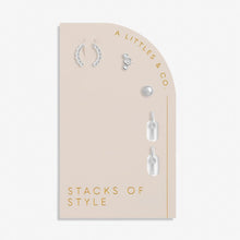 Load image into Gallery viewer, CZ Silver Stacks of Style Earrings Set
