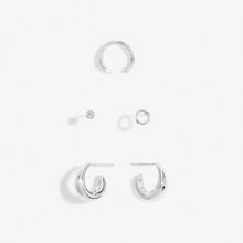 Load image into Gallery viewer, Organic Shape Silver Stacks of Style Earrings Set