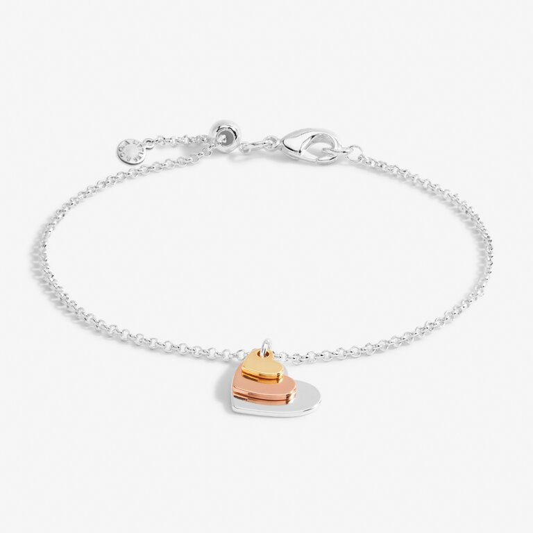 Florence Graduating Hearts Bracelet With Silver, Rose Gold and Yellow Gold Hearts Charms
