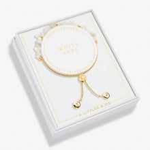 Load image into Gallery viewer, White Jade Manifestones Adjustable Bracelet In Gold-Tone Plating