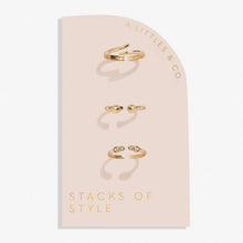 Load image into Gallery viewer, Stacks Of Style Set Of 3 Round Rings In Cubic Zirconia And Gold-Tone Plating