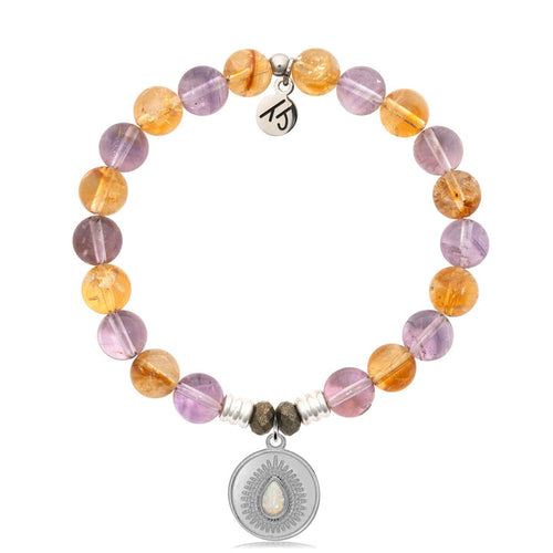 Amethyst Citrine Stone Bracelet with You're One of a Kind Sterling Silver Charm