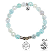 Load image into Gallery viewer, Aqua Agate Gemstone Bracelet with Guardian Sterling Silver Charm