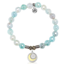 Load image into Gallery viewer, Aqua Agate Gemstone Bracelet with Radiant Soul Sterling Silver Charm