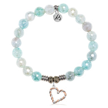 Load image into Gallery viewer, Aqua Agate Gemstone Bracelet with Sweet Love Sterling Silver Charm