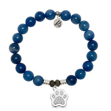 Load image into Gallery viewer, Blue Aventurine Gemstone Bracelet with Paw CZ Sterling Silver Charm
