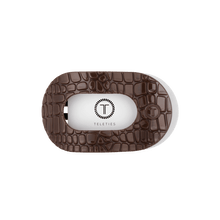 Load image into Gallery viewer, Brown Crocodile Medium Flat Round Hair Clip