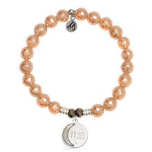 Load image into Gallery viewer, Champagne Agate Gemstone Bracelet with 11:11 Sterling Silver Charm
