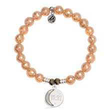 Load image into Gallery viewer, Champagne Agate Gemstone Bracelet with 11:11 Sterling Silver Charm