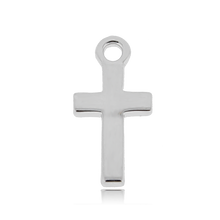 Load image into Gallery viewer, Champagne Agate Stone Bracelet with Cross Sterling Silver Charm