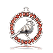 Load image into Gallery viewer, Cherry Jade Gemstone Bracelet with Garnet Cardinal CZ Sterling Silver Charm