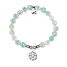 Load image into Gallery viewer, Cherub Charm with Aqua Agate Gemstone Bracelet