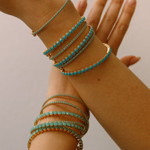 Load image into Gallery viewer, Turquoise/Gold Crystal Bangle