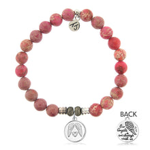 Load image into Gallery viewer, Cranberry Jasper Gemstone Bracelet with Guardian Sterling Silver Charm