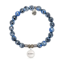 Load image into Gallery viewer, Denim Blue Agate Gemstone Bracelet with Endless Love Grandma Sterling Silver Charm
