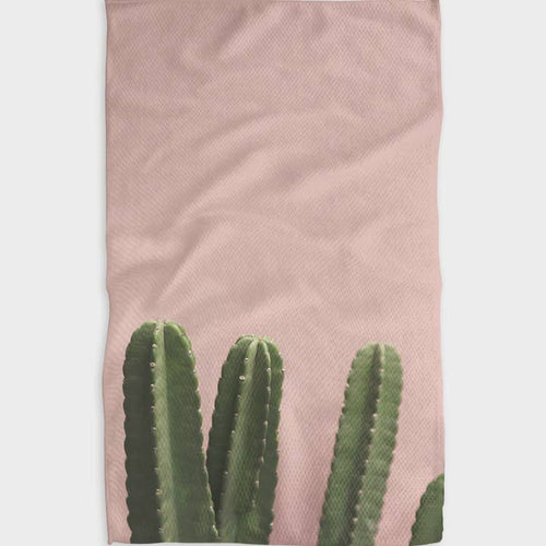 Pink Cactus Kitchen Tea Towel by Geometry