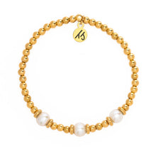 Load image into Gallery viewer, Gold Collection - Gold Affirmations Collection- I am Blessed Pearl Bracelet
