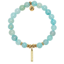 Load image into Gallery viewer, Gold Collection -Aqua Fire Agate Gemstone Bracelet with Intentions Gold Charm