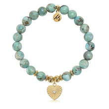 Load image into Gallery viewer, Gold Collection - Larimar Stone Bracelet with Heart Opal Gold Charm