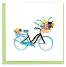 Load image into Gallery viewer, Quilled Bicycle & Flower Basket Greeting Card