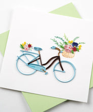 Load image into Gallery viewer, Quilled Bicycle & Flower Basket Greeting Card