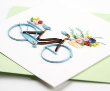 Load image into Gallery viewer, Quilled Bicycle & Flower Basket Greeting Card