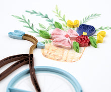 Load image into Gallery viewer, Quilled Bicycle & Flower Basket Greeting Card