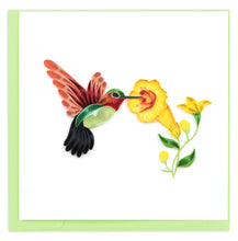 Load image into Gallery viewer, Quilled Hummingbird & Yellow Flowers Greeting Card