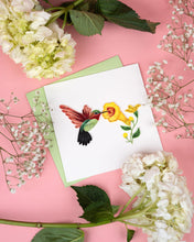 Load image into Gallery viewer, Quilled Hummingbird & Yellow Flowers Greeting Card