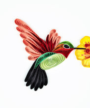 Load image into Gallery viewer, Quilled Hummingbird & Yellow Flowers Greeting Card