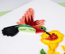 Load image into Gallery viewer, Quilled Hummingbird & Yellow Flowers Greeting Card